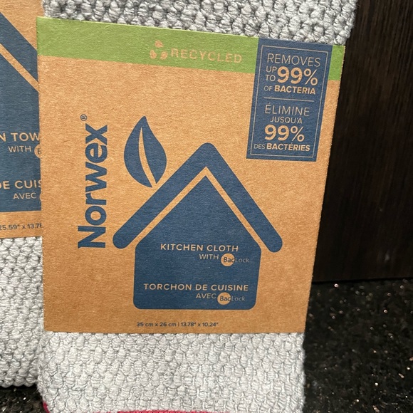 NORWEX Diamond Textured Kitchen Towel & Cloth Set Graphite with Pomegranate Trim - Picture 13 of 16